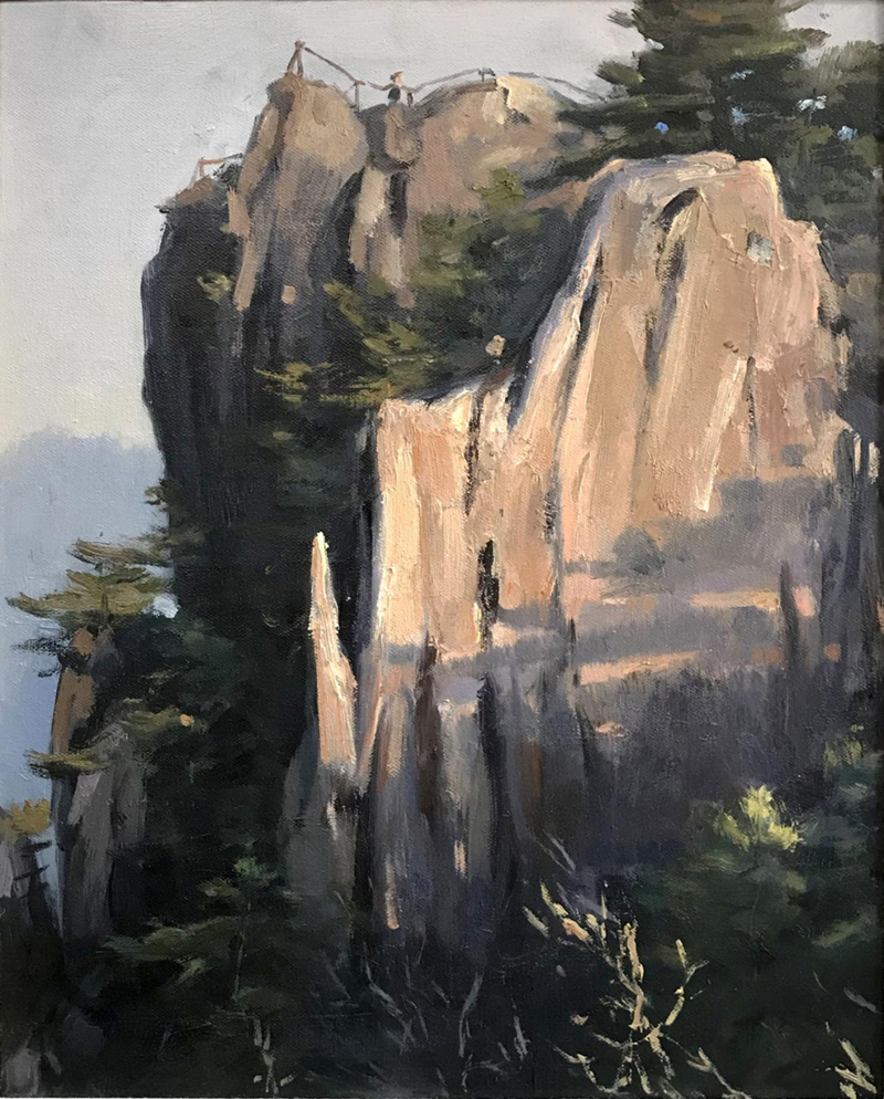 《黄山夕阳光明顶》40cmX30cm 油画写生.png