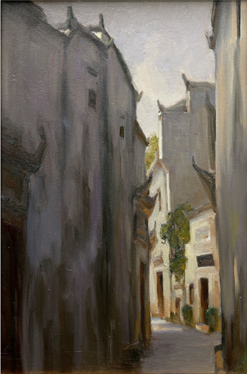 《夕照西递》60cmX50cm.油画写生.png