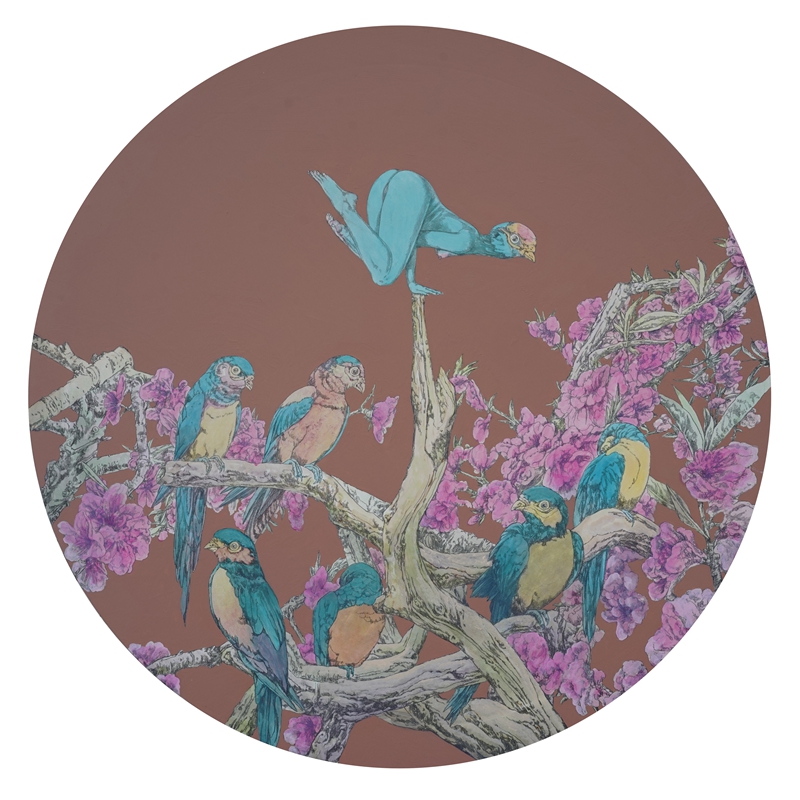 一支独秀  布上丙稀  直径90cm  2019.JPG