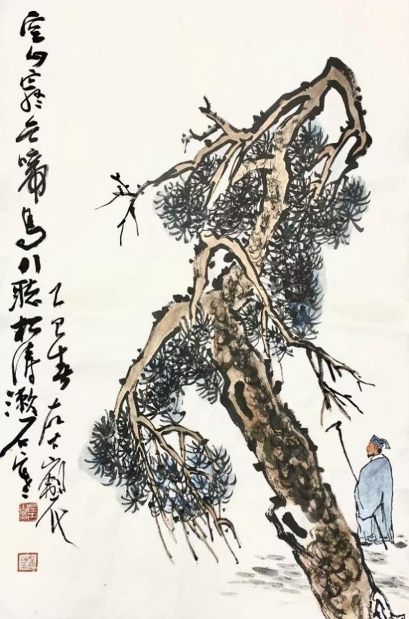 6古山松——竹杖訪友45×70cm 2025年.jpg